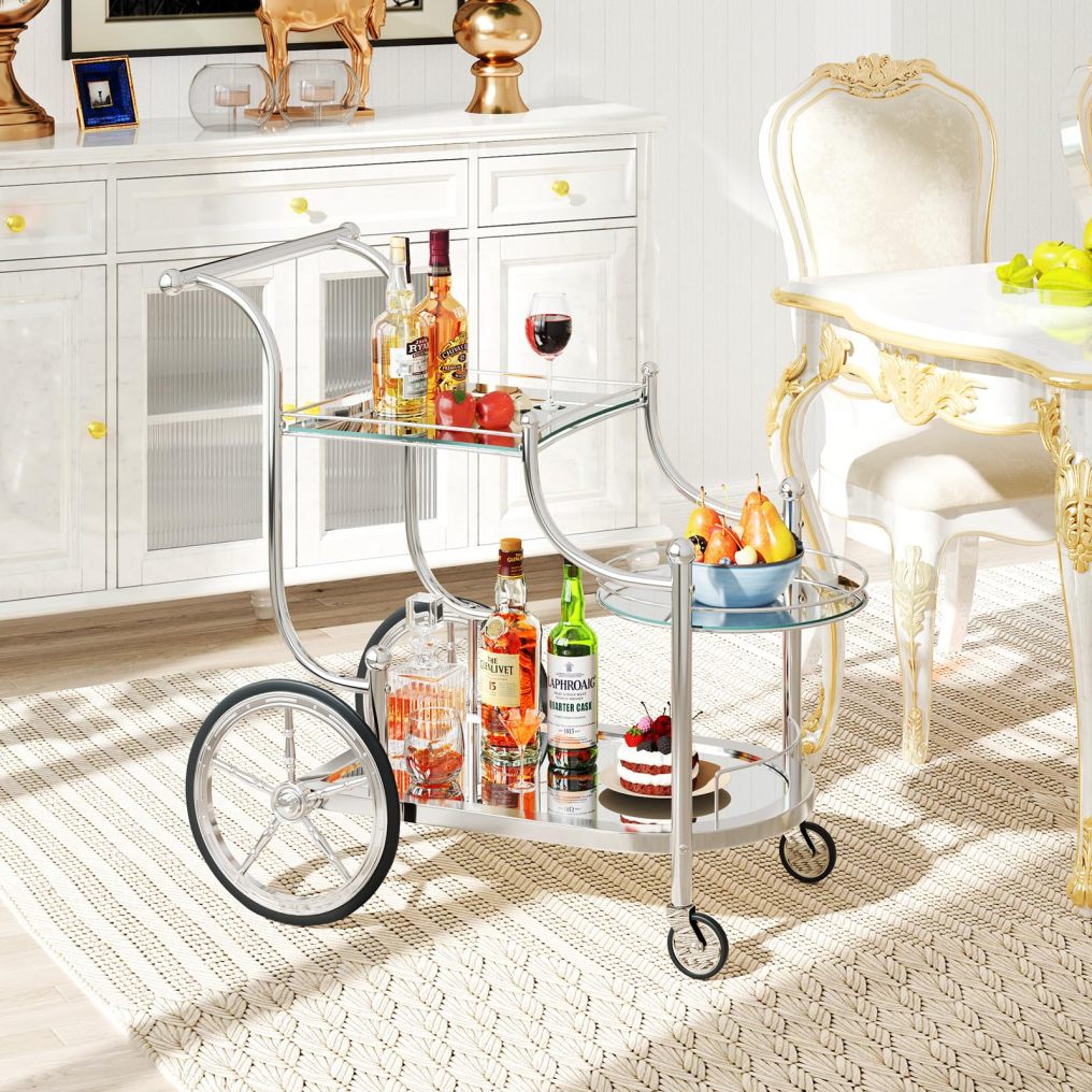Rolling Serving Cart with 3 Tier Shelf for Hotel