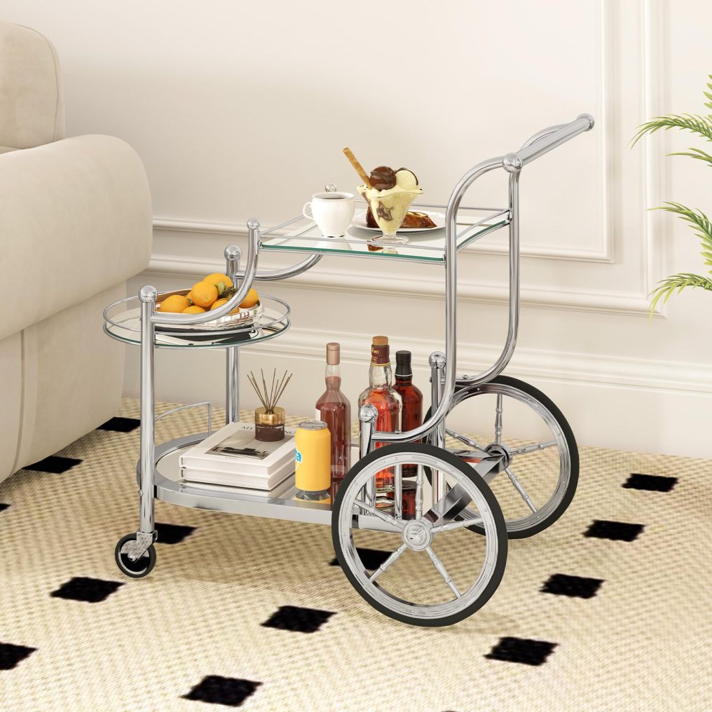 Rolling Serving Cart with 3 Tier Shelf for Hotel
