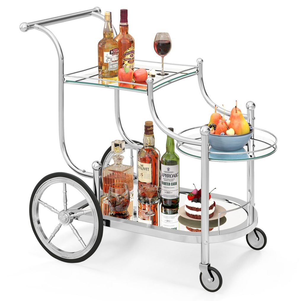 Rolling Serving Cart with 3 Tier Shelf for Hotel