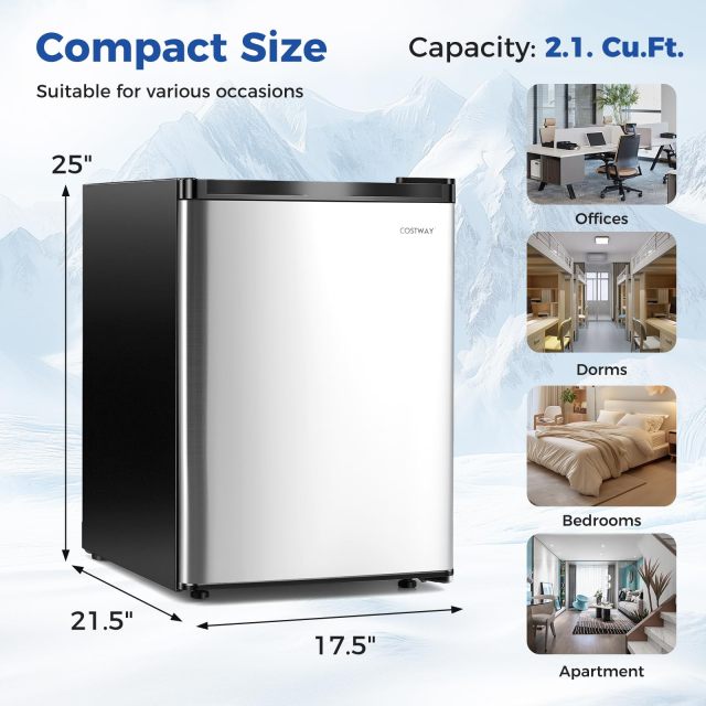2.1 Cu.Ft Small Freezer w/Reversible Single Door 7 Adjustable Thermostat & Low Noise