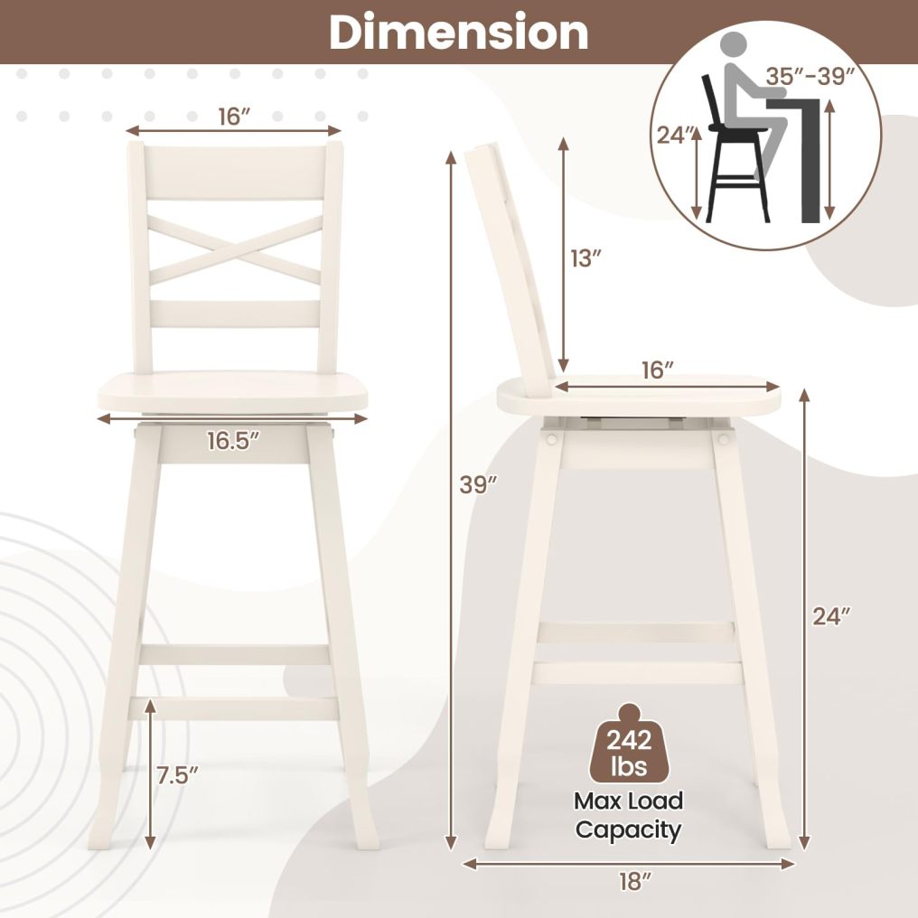 24-Inch Counter Height Stool Set of 2/4