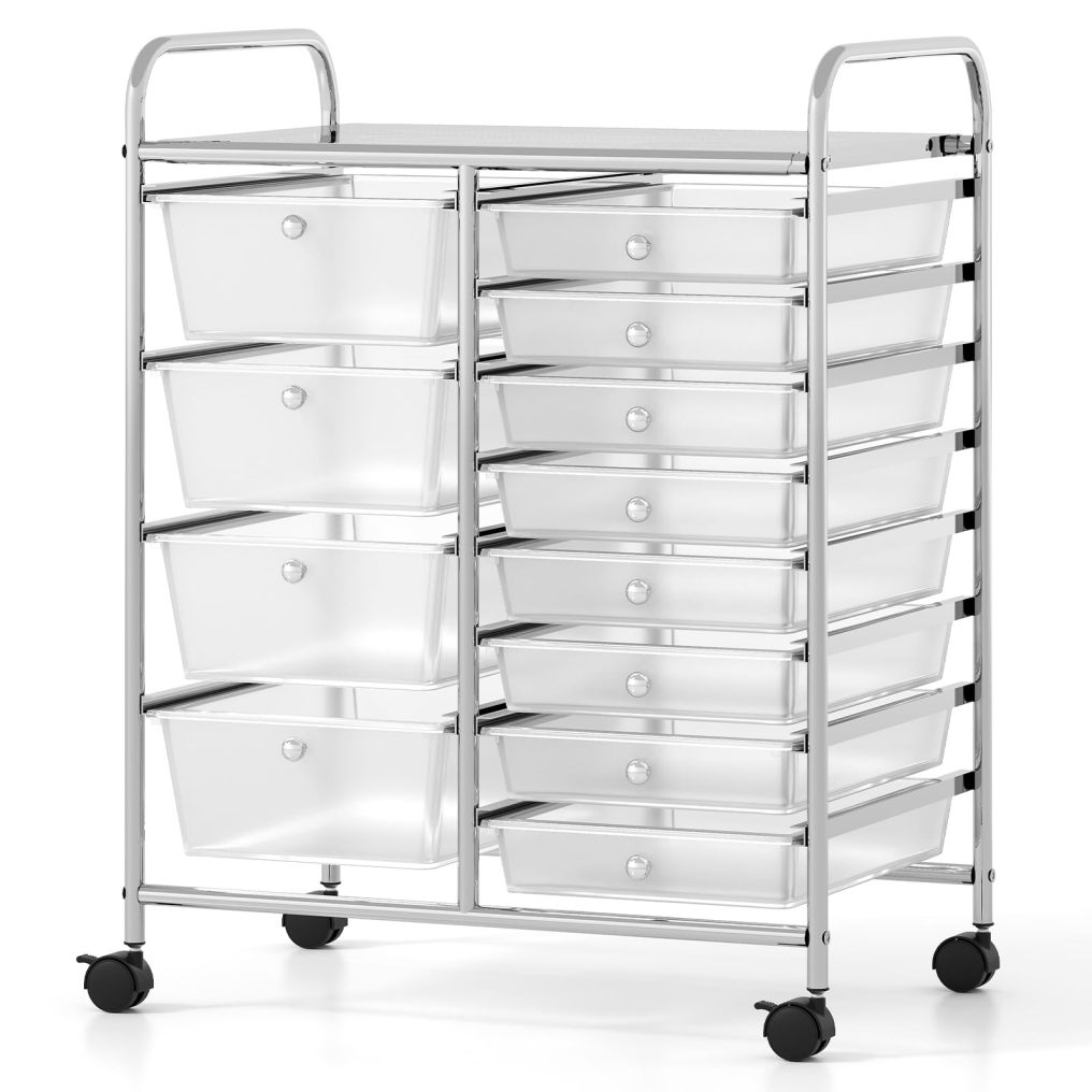 12 Drawer Utility Rolling Cart with Drawers Multi Use Storage