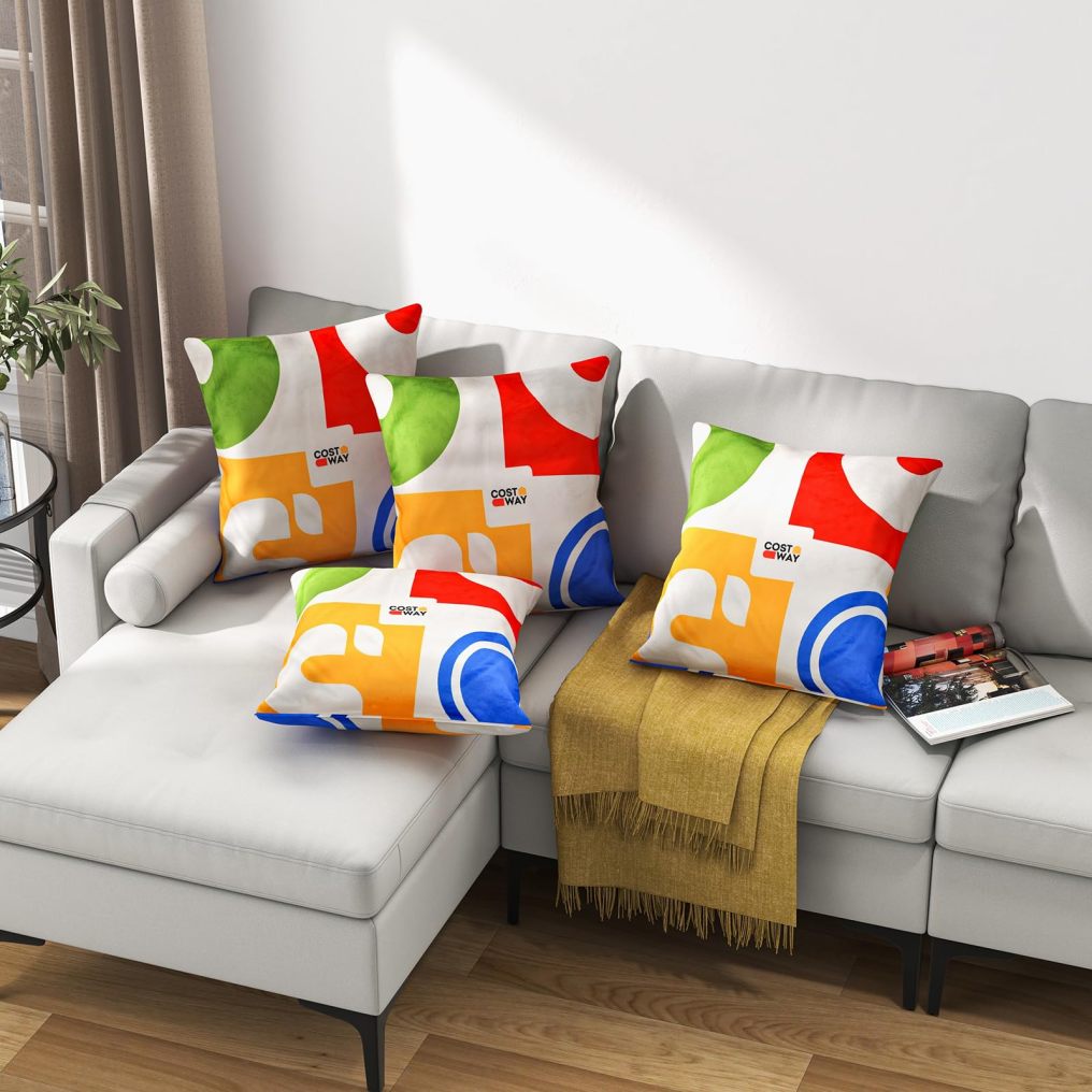 Set of 4 Square Throw Pillows 18" x 18" Decorative Throw Pillows with Removable & Washable Velvet Pillow Covers