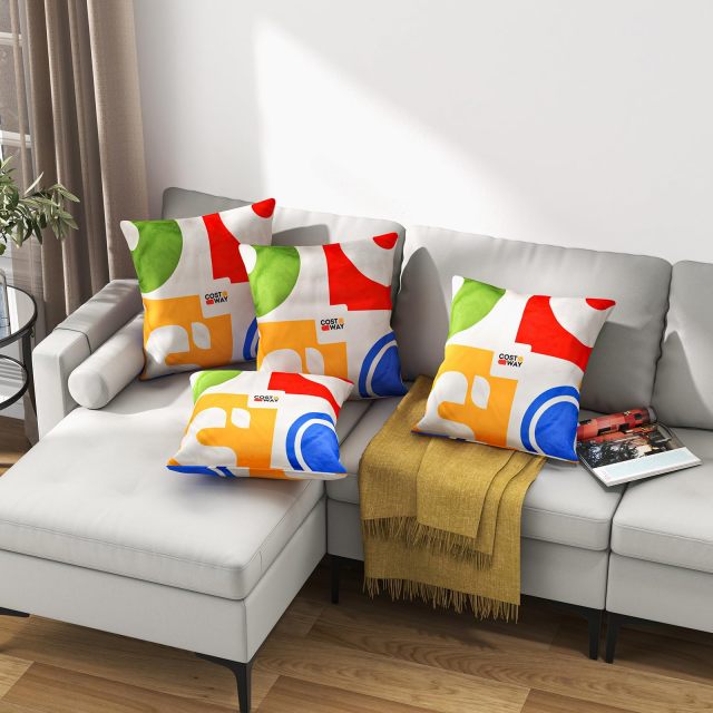 Set of 4 Square Throw Pillows 18" x 18" Decorative Throw Pillows with Removable & Washable Velvet Pillow Covers