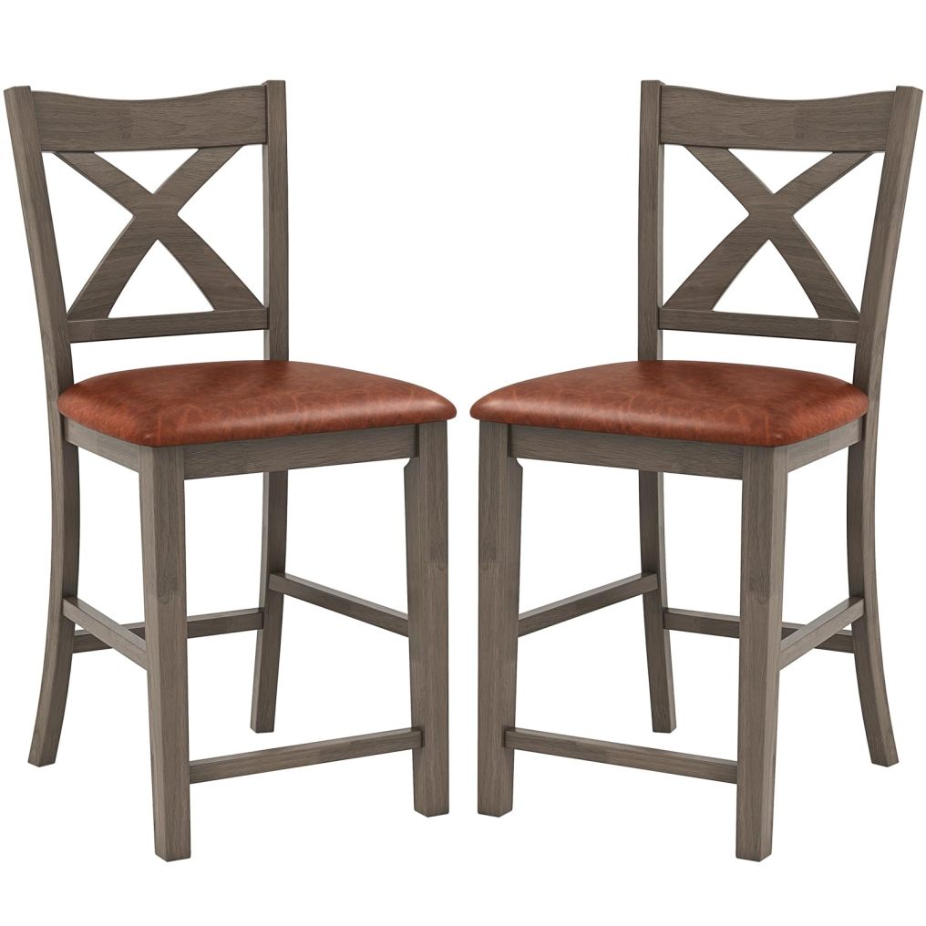 24’’ Counter Height Barstools with Rubber Wood Frame