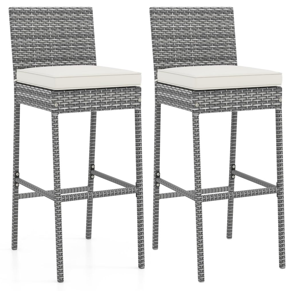 Outdoor Wicker Bar Stools Set of 2/4 for Backyard Poolside Deck