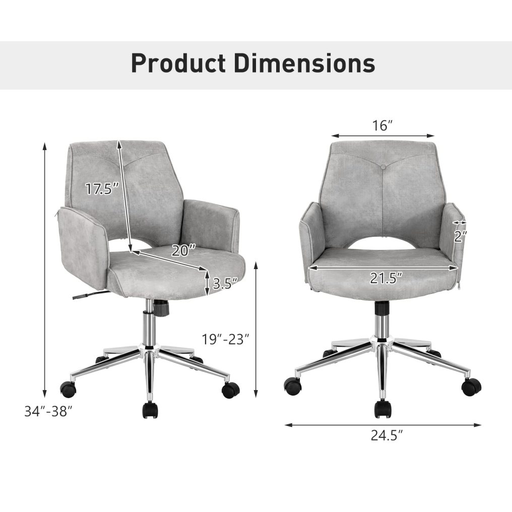 Ergonomic Home Office Chair Height-Adjustable Leather-Like Computer Desk Chair w/Rolling Casters & Armrests