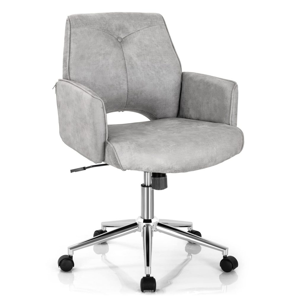 Ergonomic Home Office Chair Height-Adjustable Leather-Like Computer Desk Chair w/Rolling Casters & Armrests