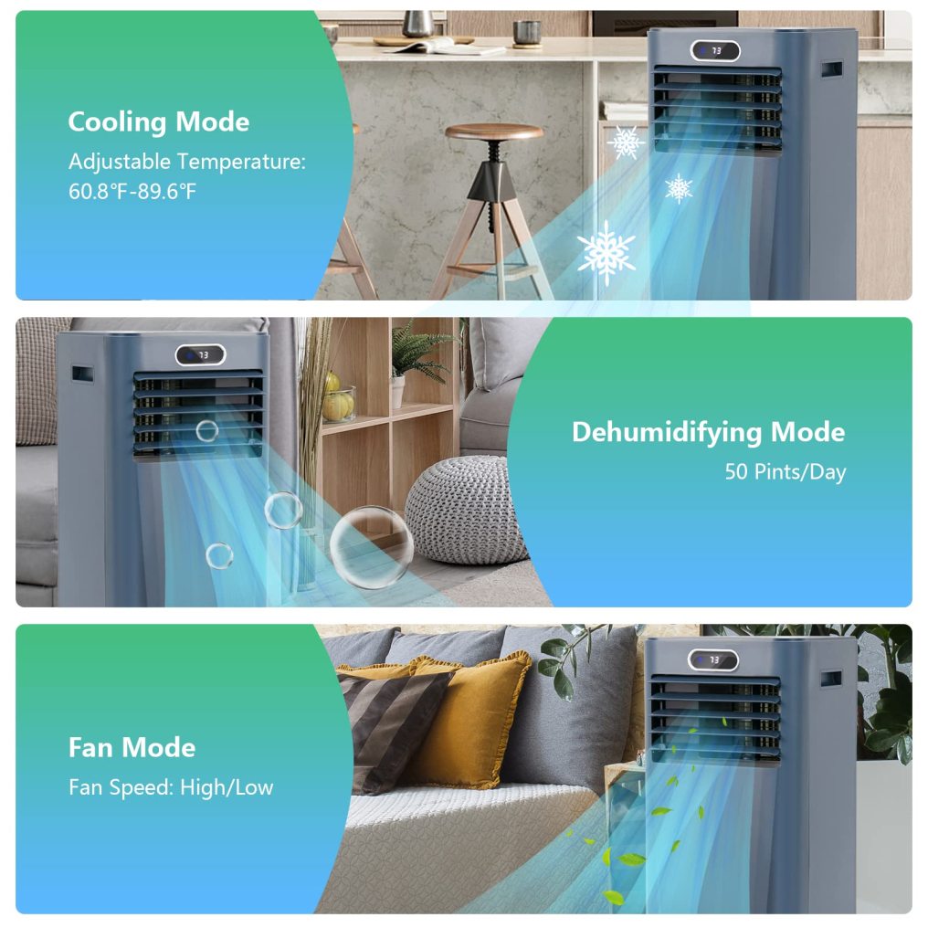 ARLIME Air Conditioner Portable, 10000 BTU Cools up to 350 sq. ft, Portable AC Unit with Fan & Dehumidifier