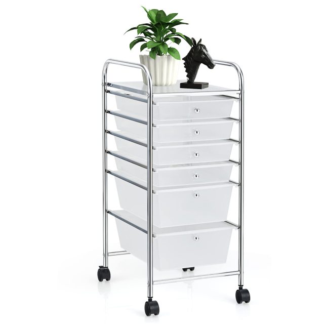 6-Drawer Rolling Storage Cart Multifunctional Art Craft Tools Organizer on Wheels