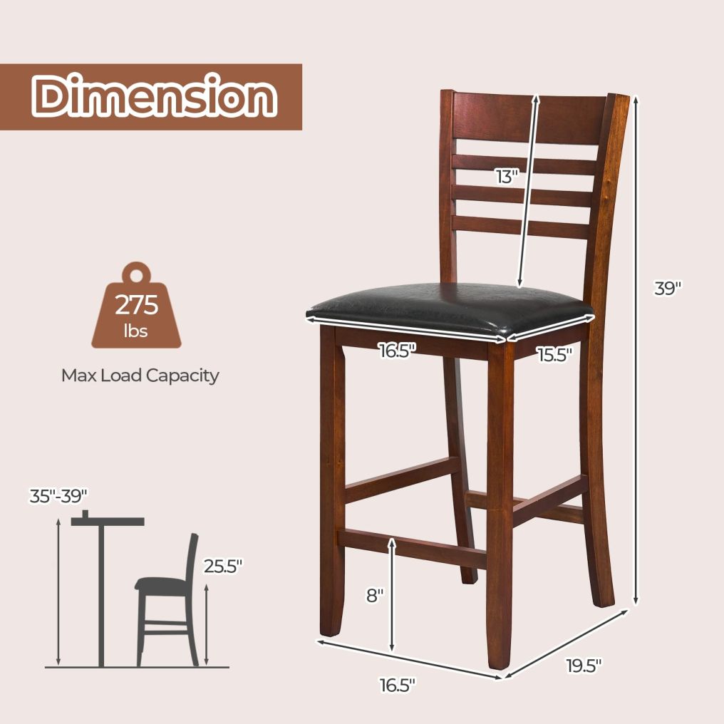 Counter Height Bar Stool Set of 2/4 25.5” Kitchen Island Stool