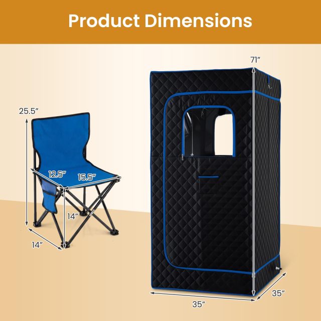 Portable Steam Sauna Box Sauna Tent w/ 1200W 3L Steamer