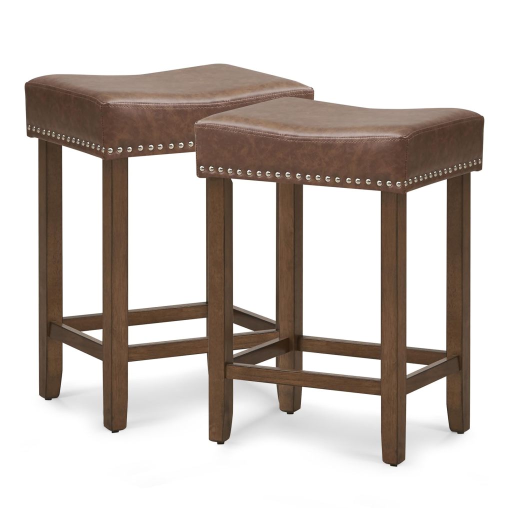 Bar Stools Set of 2/4 24-Inch Counter Height Saddle Stools