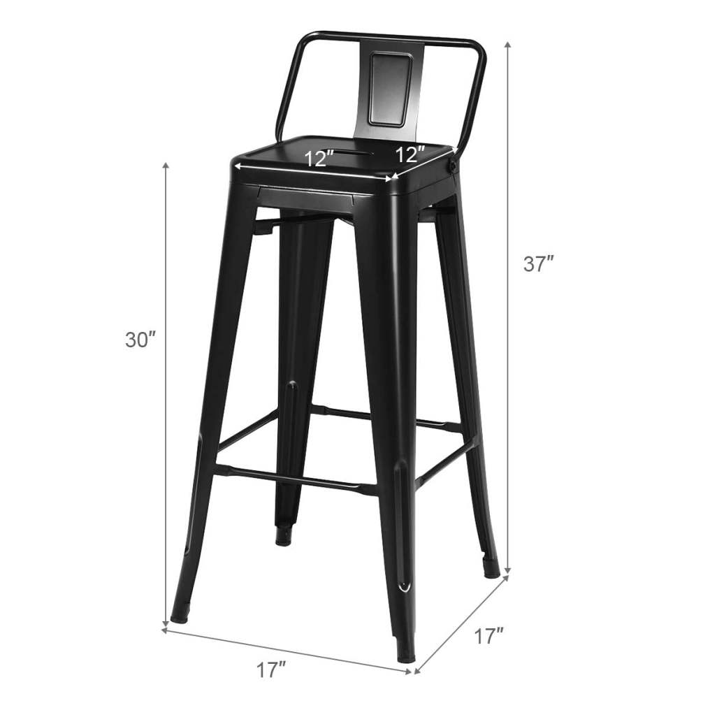 Metal Bar stools Set of 4 with Removable Back