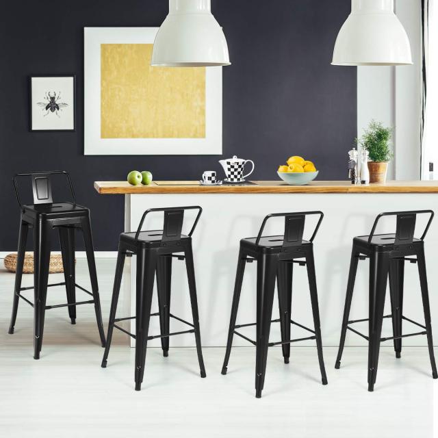 Metal Bar stools Set of 4 with Removable Back