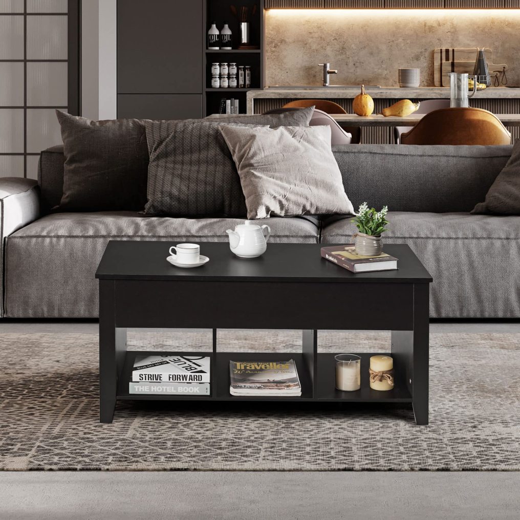 Modern Retro Central Table with Storage Shelf for Living Room Reception Room
