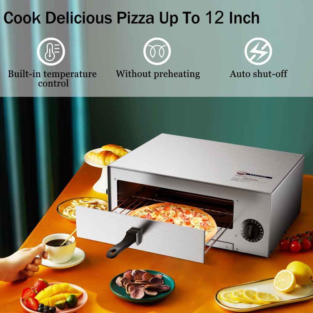 Electric Pizza Oven Stainless Steel Pizza Baker for Kitchen Commercial Use, Snack Oven