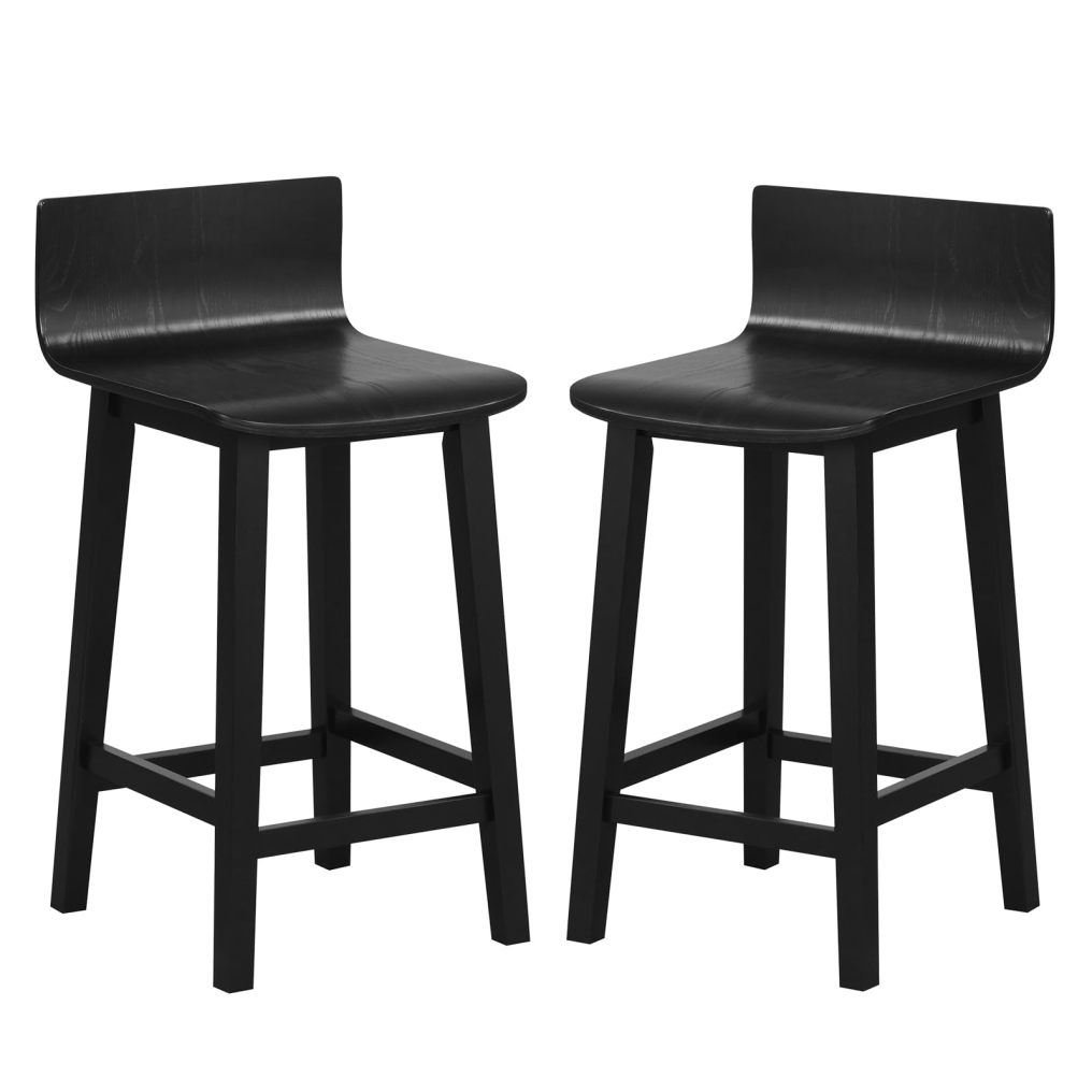 Solid Wood Bar Stools Set of 2/4 24.5-inch Counter Height Chairs