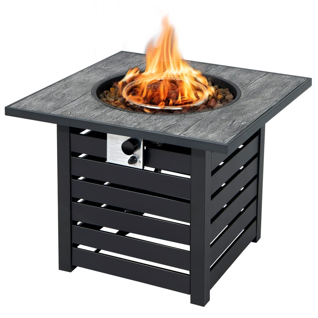 32" Outdoor Square Firepit with Waterproof Cover