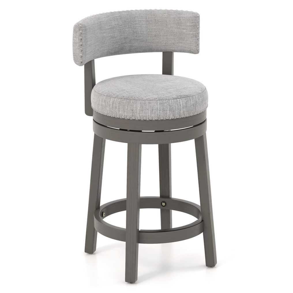 27/31-inch 360° Swivel Barstool with Upholstered Back & Seat