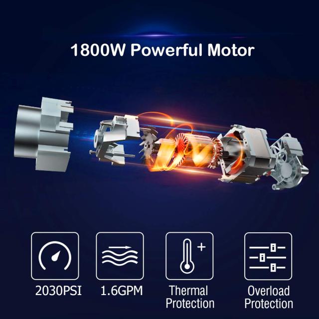 2030PSI Electric Pressure Washer High Power Machine w/ 16.5ft Hose, Wash Brush, Soap Bottle, 1.6GPM 1800W