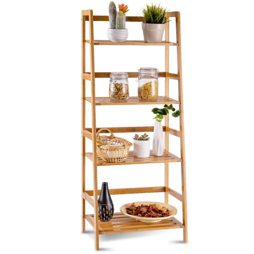 47.5'' Bamboo Ladder Shelf for Living Room Balcony