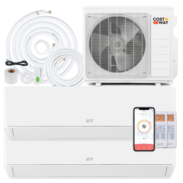 18k Dual 2 Zone Mini Split Air Conditioner | 24 SEER2 9000 BTU+ 12000 BTU 208/230V Inverter AC