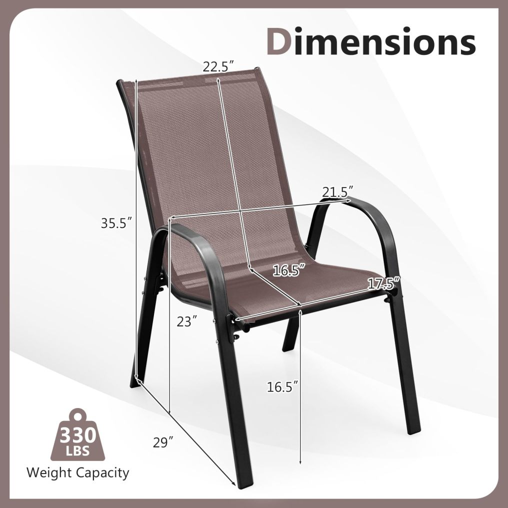 Patio Dining Chairs Set of 2/4 Stackable Outdoor Chairs