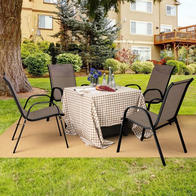 Patio Dining Chairs Set of 2/4 Stackable Outdoor Chairs