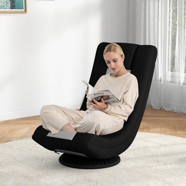 360° Swivel Floor Gaming Chair with 4 Position Adjustable Backrest & Neck Pillow