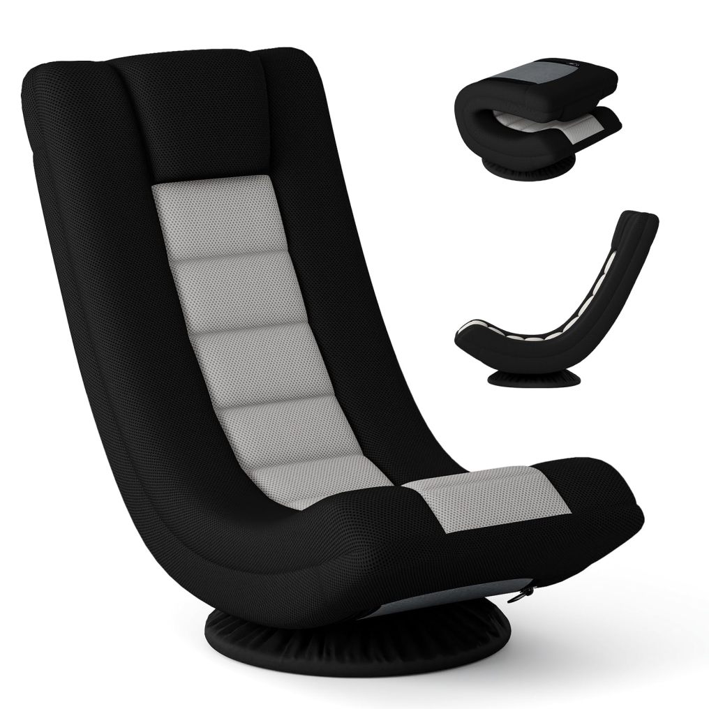 360° Swivel Floor Gaming Chair with 4 Position Adjustable Backrest & Neck Pillow