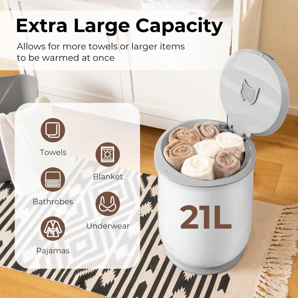 Towel Warmer for Bathroom 21L Large Towel Warmer with Flip-top Lid Child Safety Lock