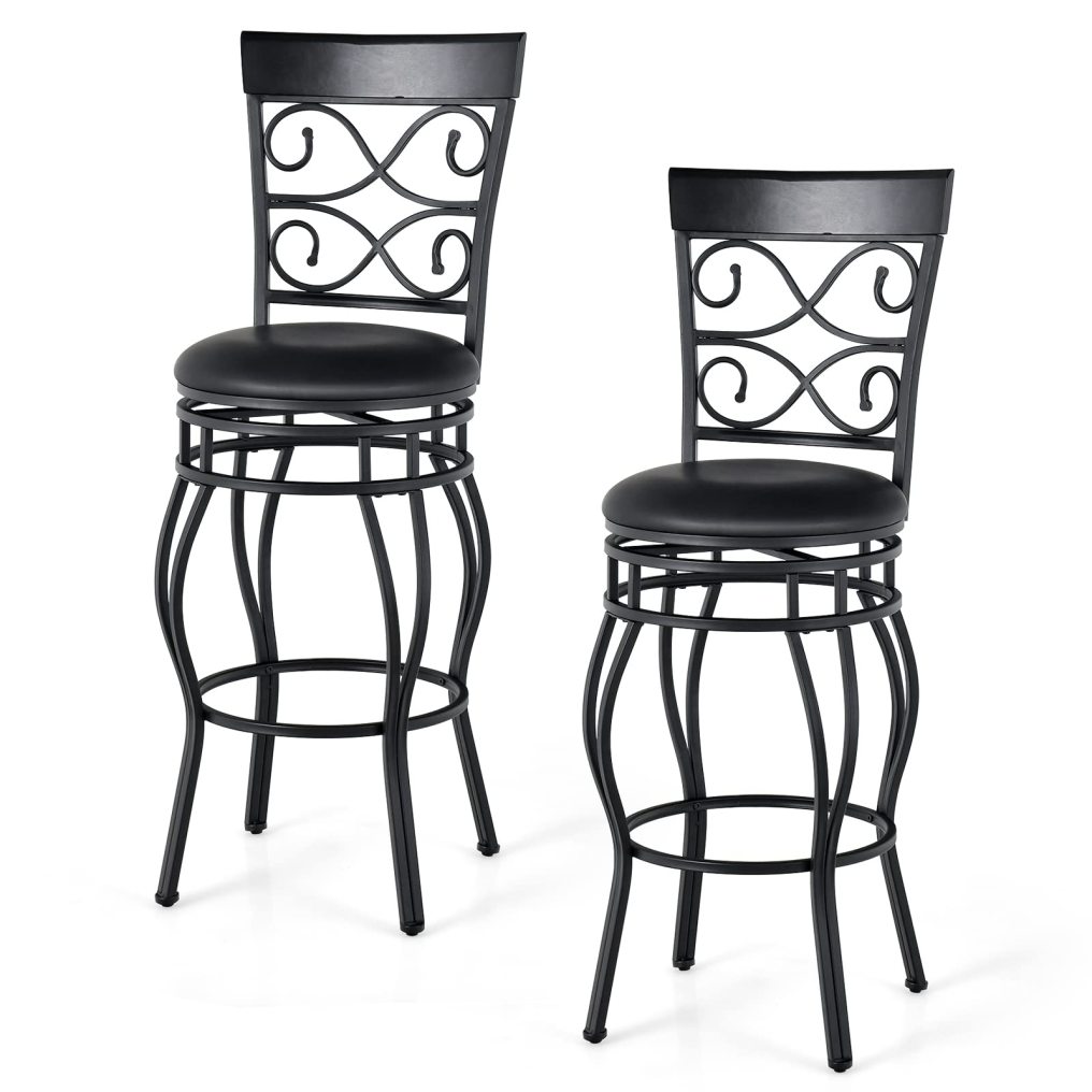 Bar Stools Set of 2 with Back for Kitchen Island