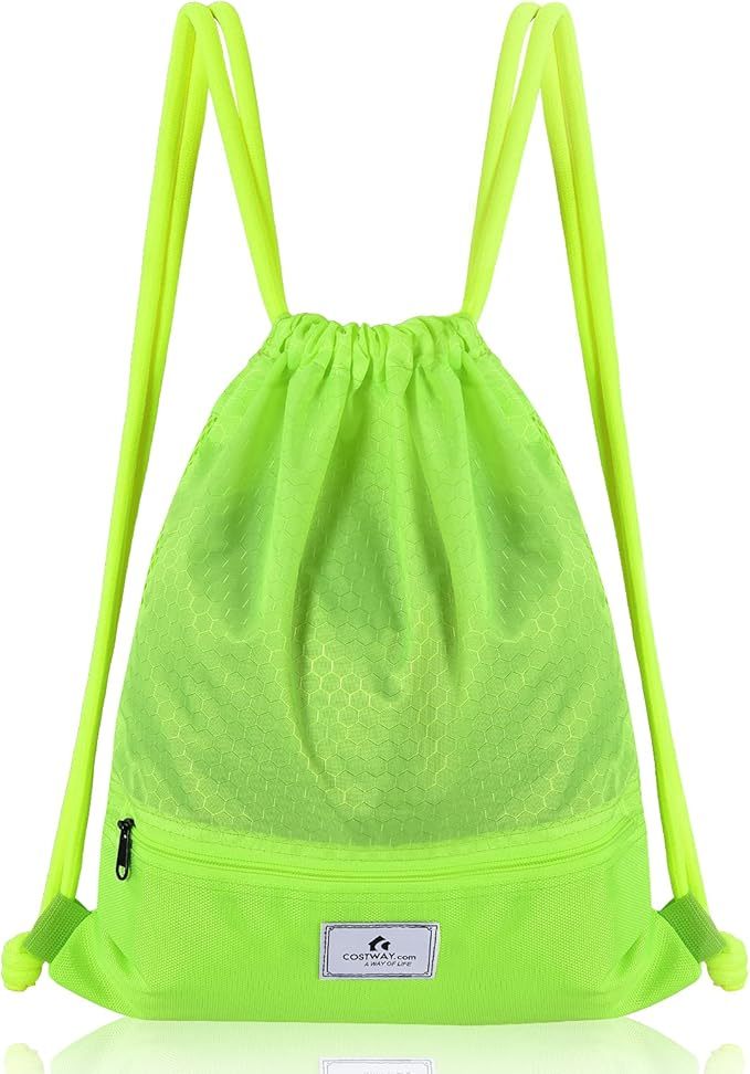 Drawstring Backpack Folding Sports Gym Sackpack with Zipper Pockets
