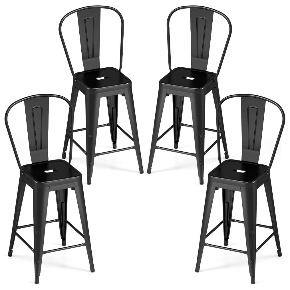 24'' Metal Bar stools Set of 4 Stylish and Modern Chairs
