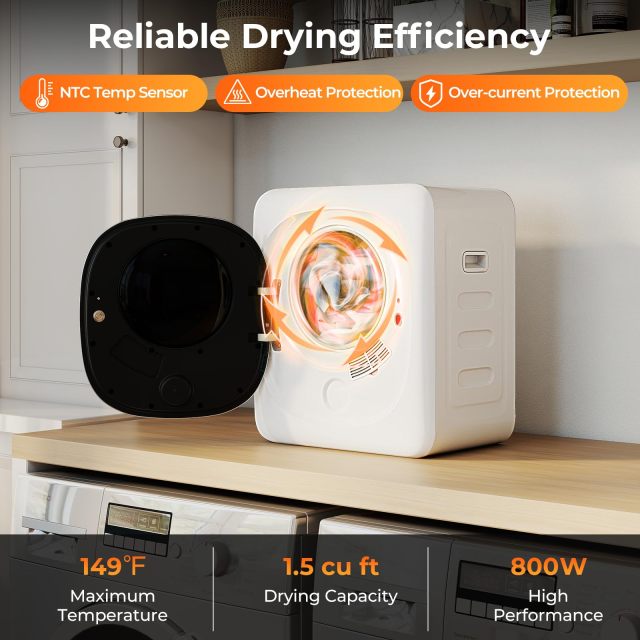 1.5 cu.ft Compact Drying Machine with Stainless Steel Tub