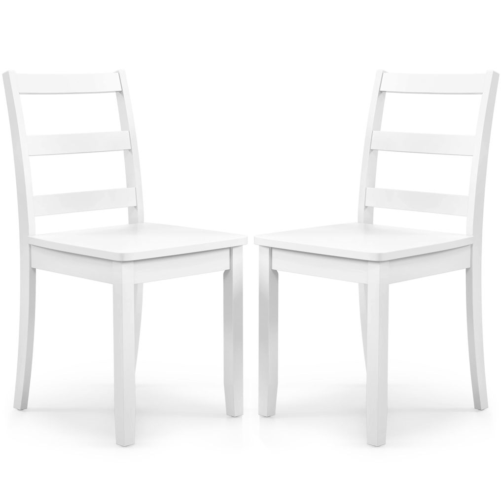 Wooden Dining Chairs Set of 2/4 with Curved Backrest and Rubber Wood Legs for Home Dining Room