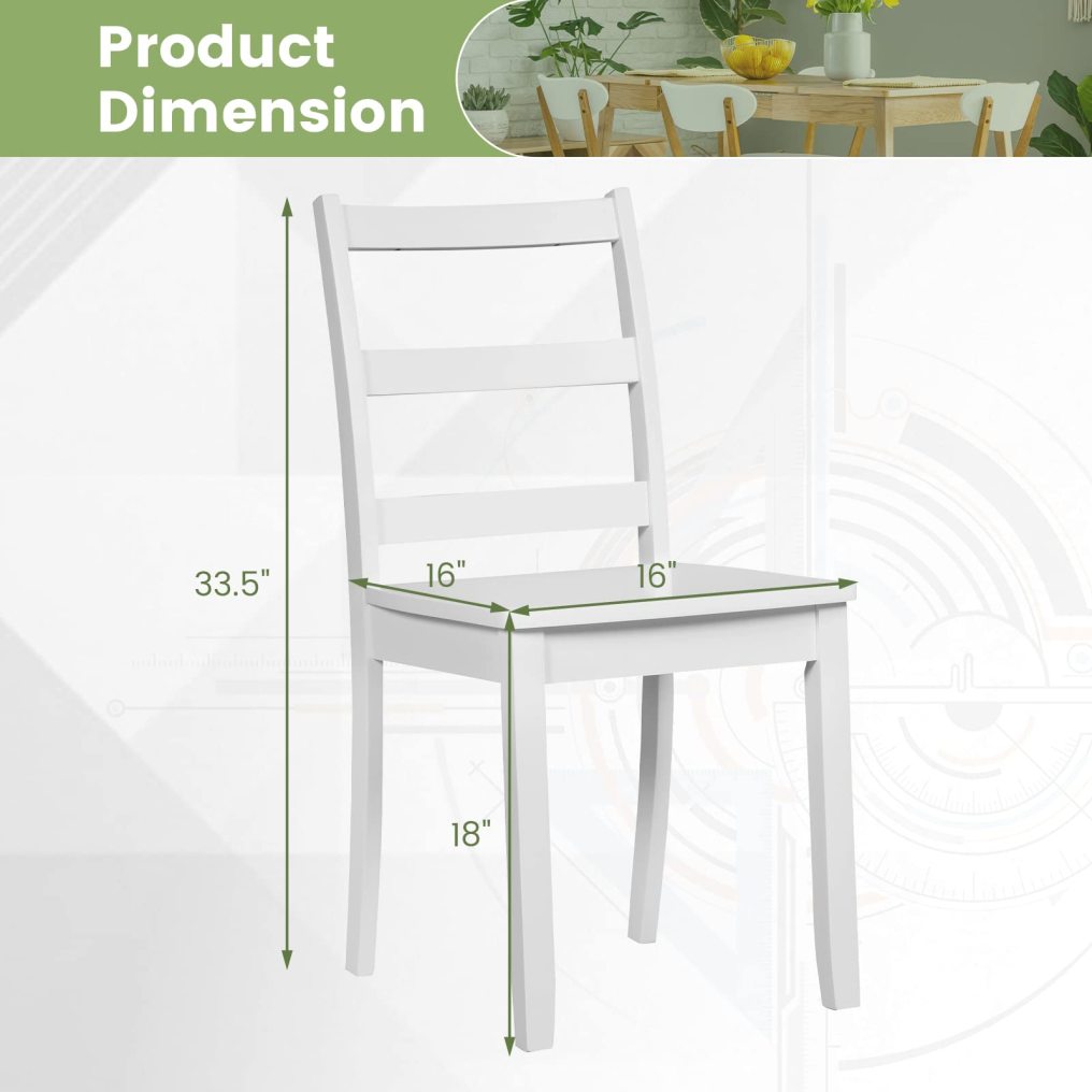 Wooden Dining Chairs Set of 2/4 with Curved Backrest and Rubber Wood Legs for Home Dining Room