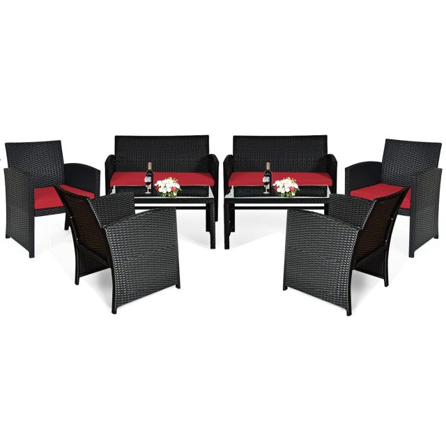 4/8 Pieces Patio Rattan Furniture Set Outdoor Wicker Conversation Set