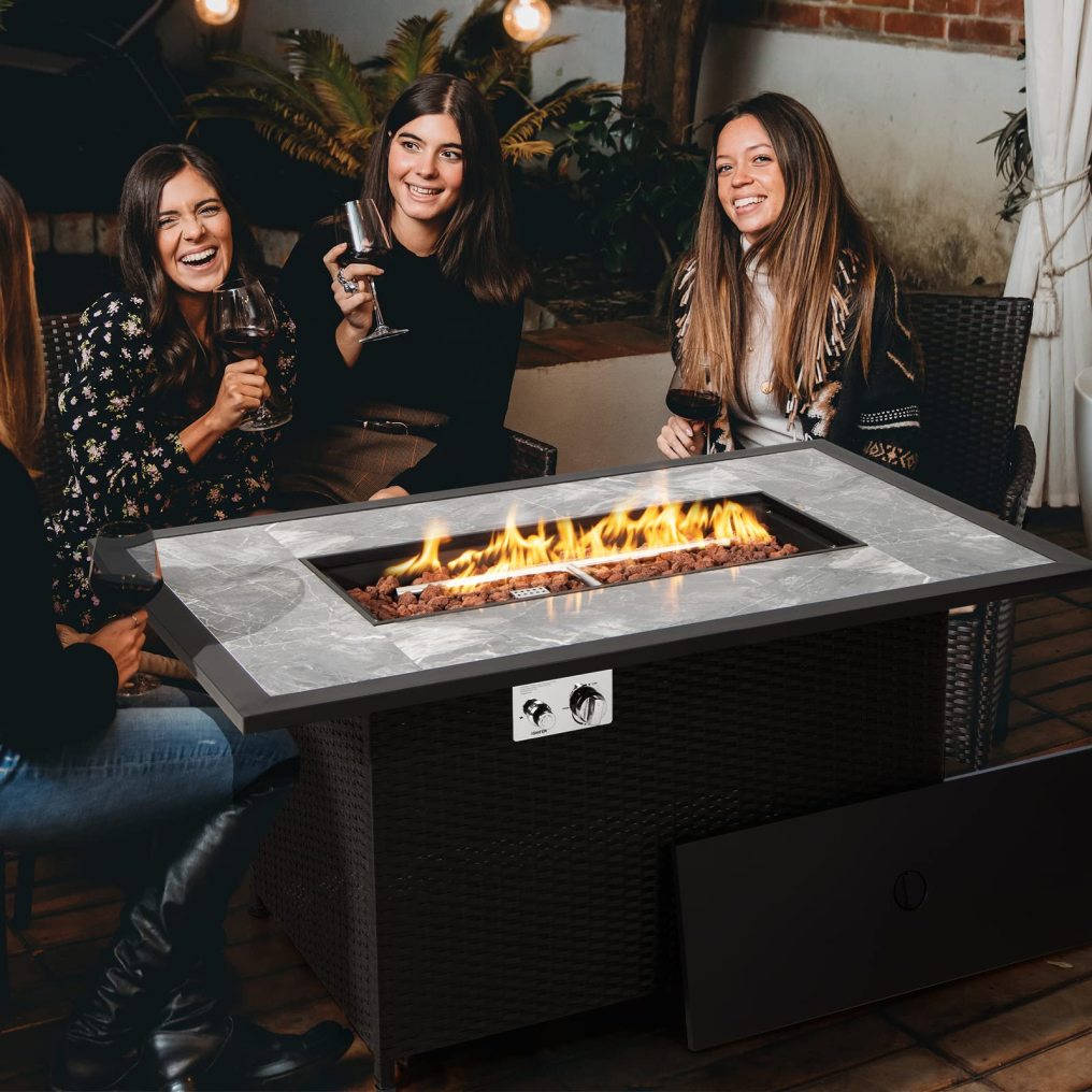 52" Patio Propane Fire Pit Table 50,000 BTU Outdoor Fire Table