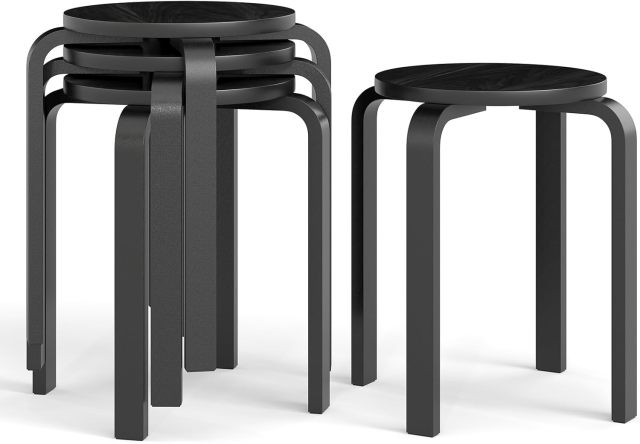 18-Inch Height Stackable Bentwood Stools with Round Top