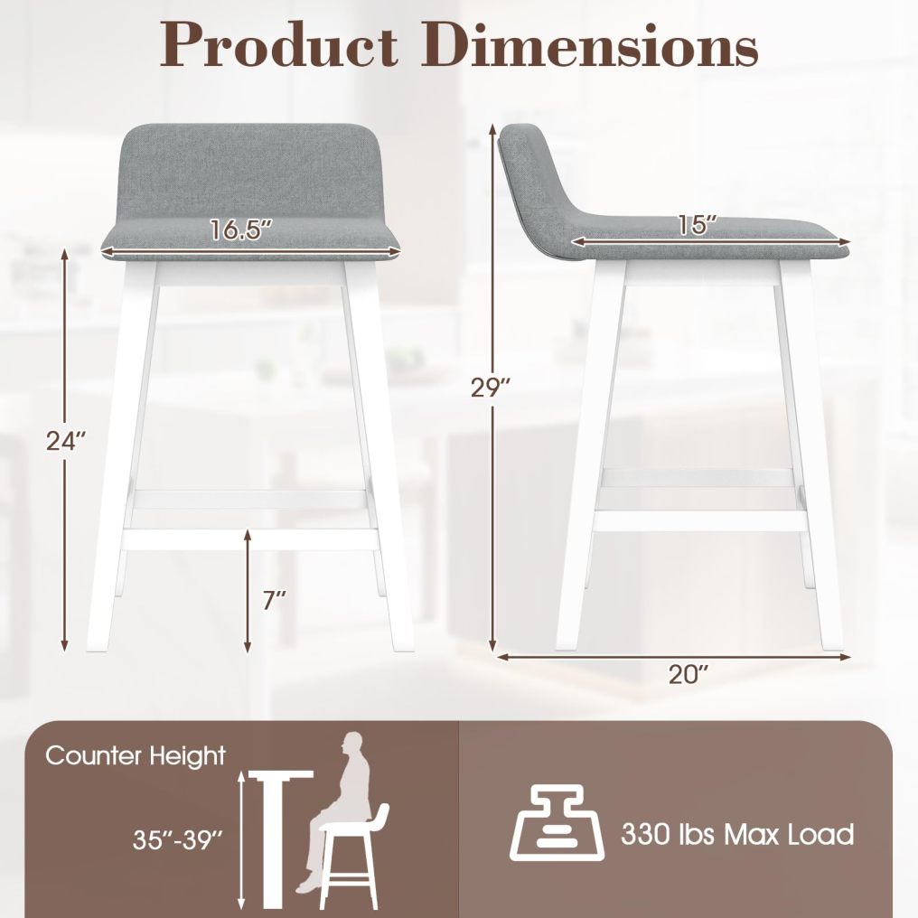 24/29 inch Wooden Counter Stools Set of 2/4