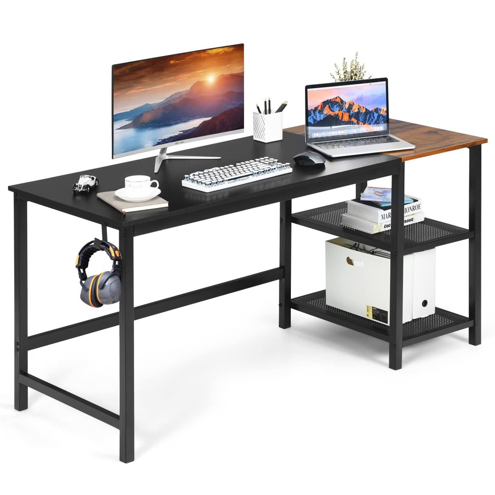 59” Computer Desk with 2 Removable Storage Shelves for Home Office