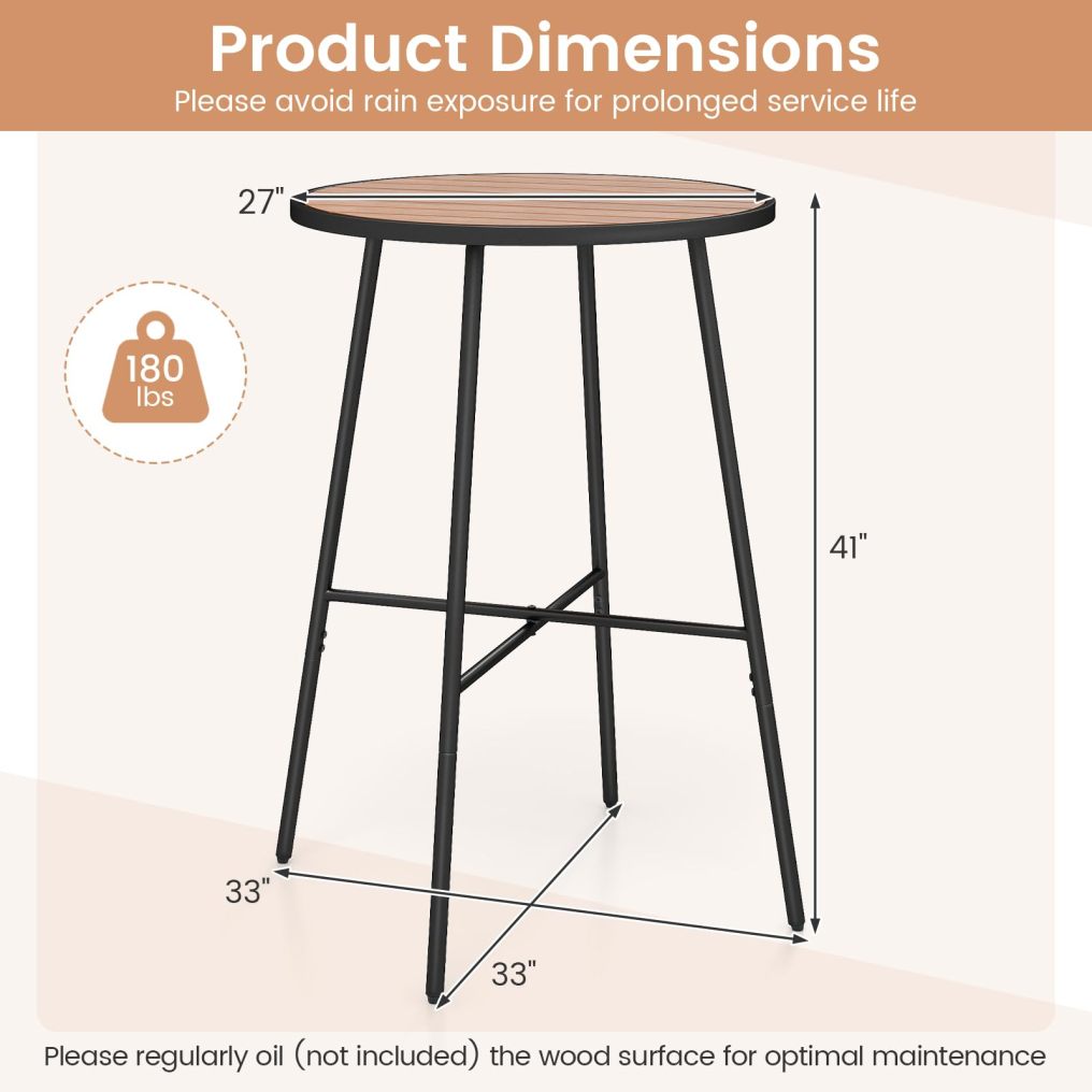 Outdoor Bar Table 41" Bar Height Patio Round Table