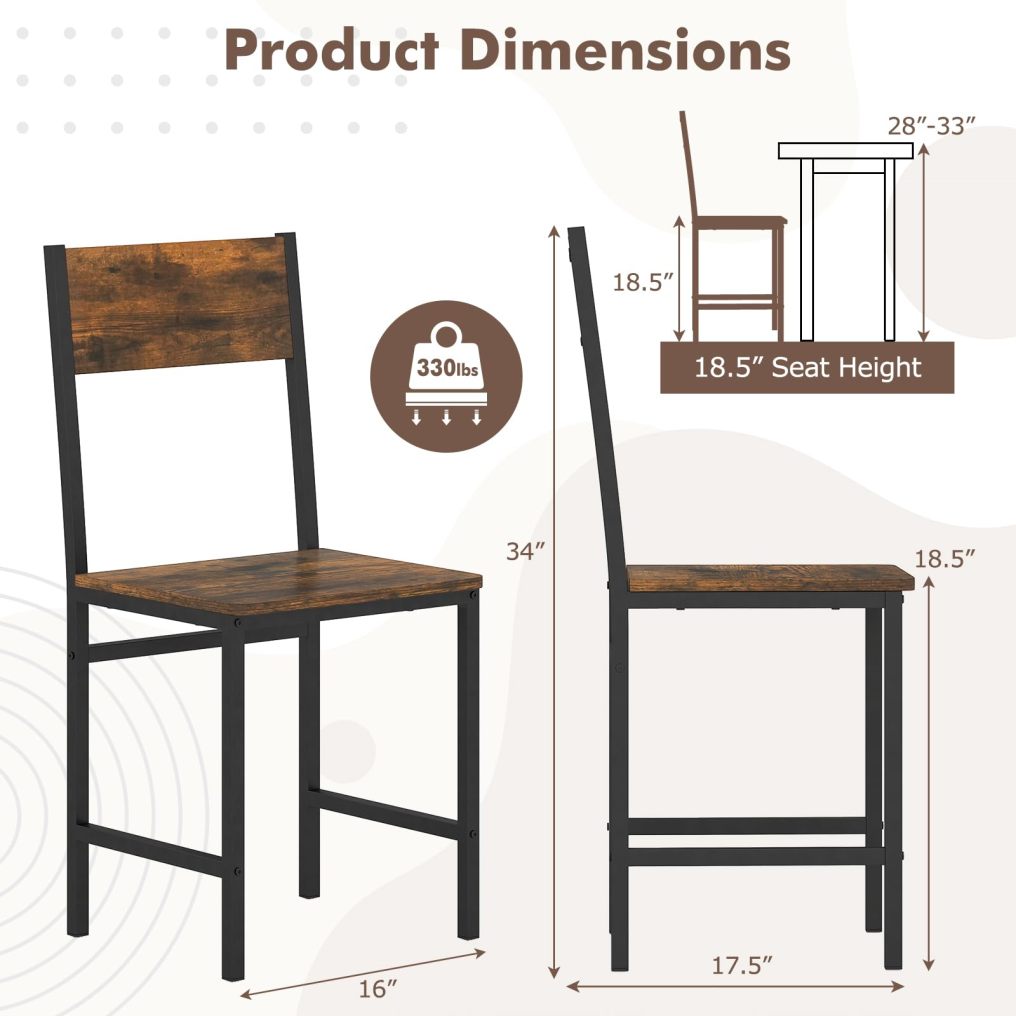 ARLIME Dining Chairs with Rustic Wood & Metal Frame Industrial Farmhouse (2/4)