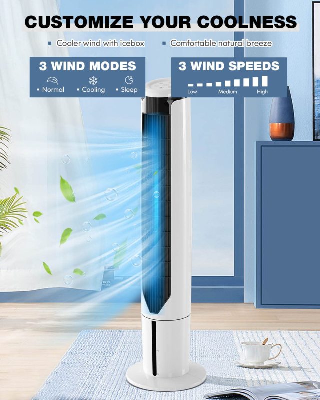 ARLIME Portable Air Conditioner, Evaporative Tower Cooling Fan with Remote