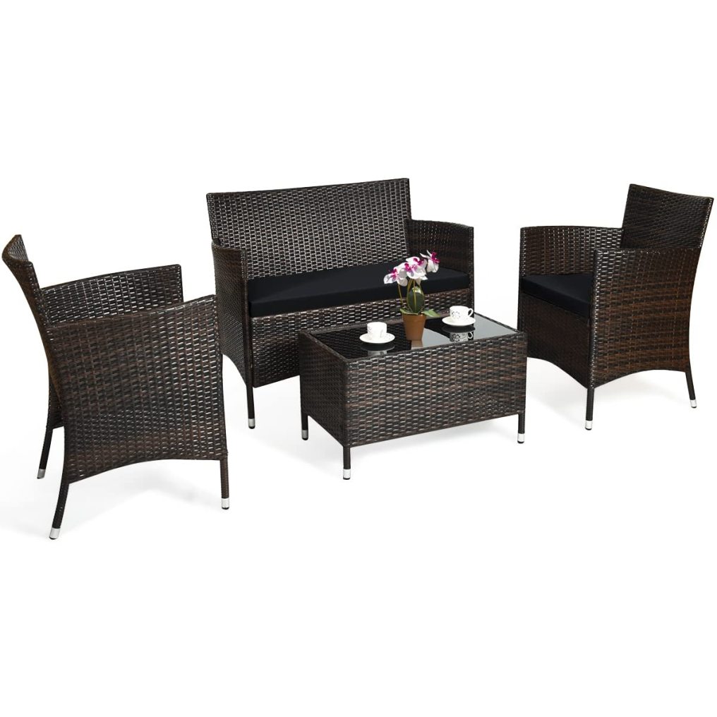 4/8 Pieces Rattan Patio Furniture Set Outdoor Wicker Rattan Chairs
