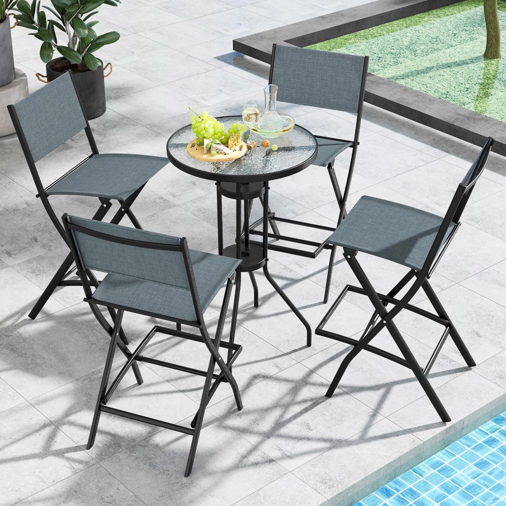 Outdoor Patio Bar Chair Set of 2/4/6 Folding Bar Height Stool