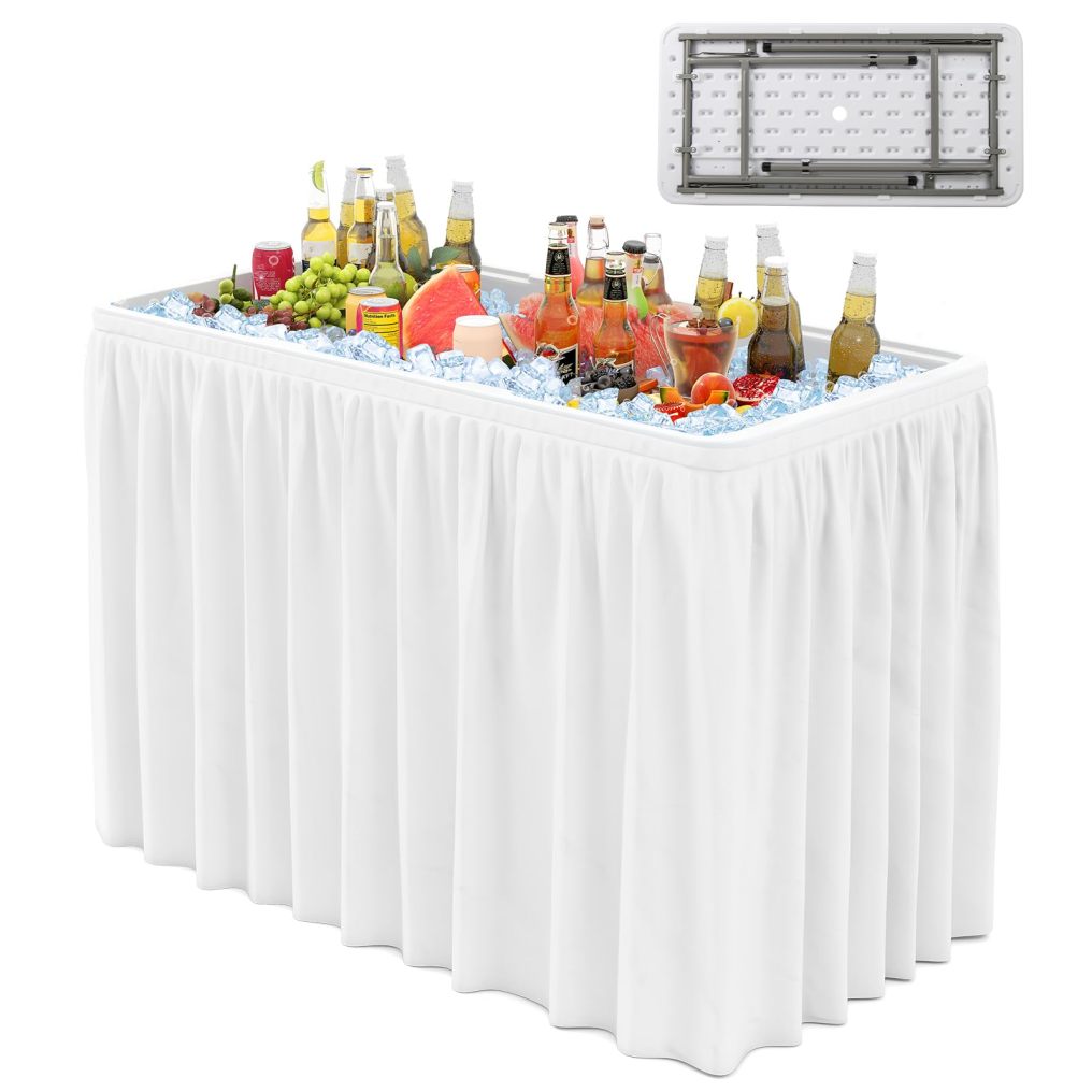 46” Cooler Table Folding Ice Table for Parties with Drain