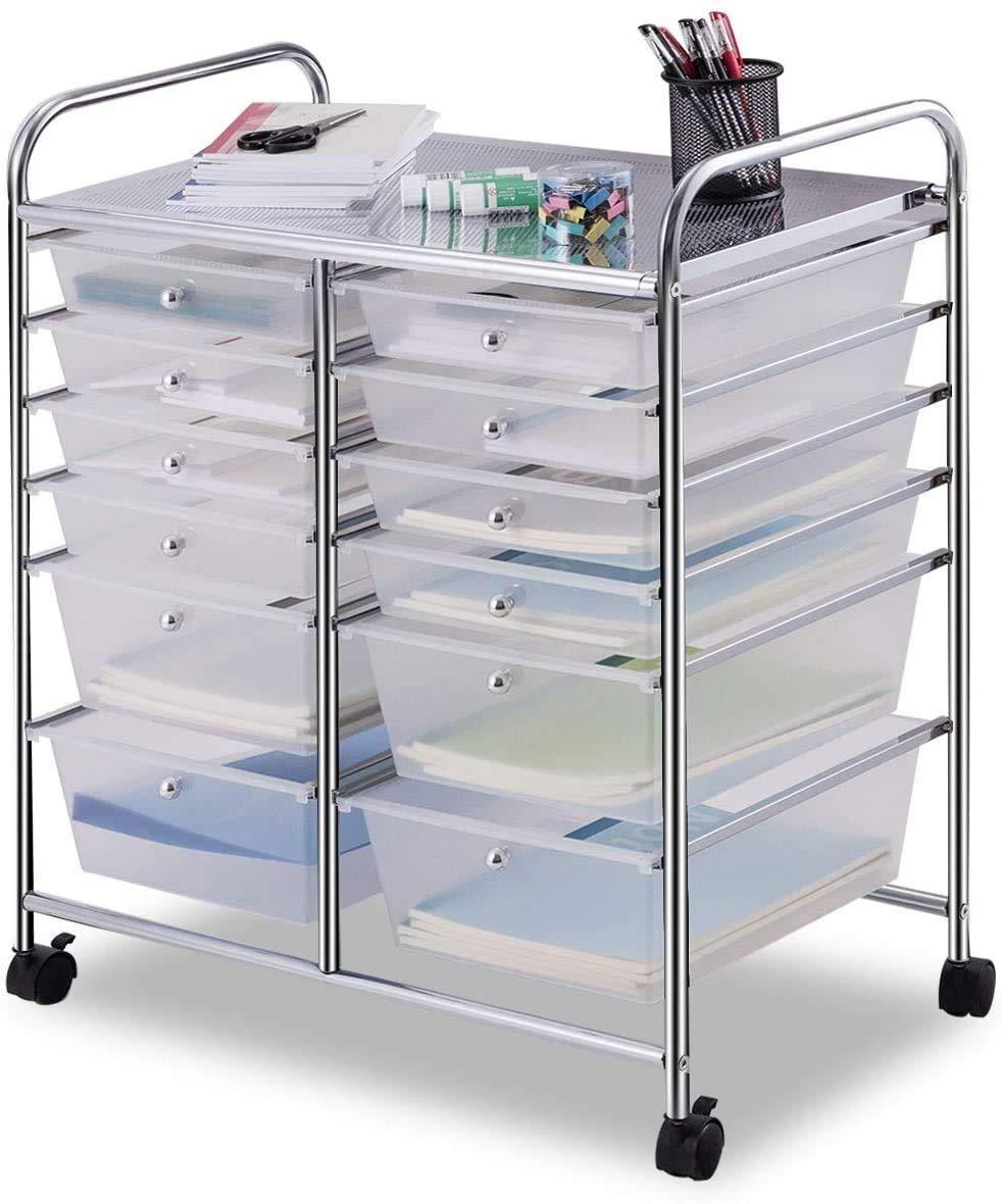 12-Drawer Rolling Storage Cart 12 Drawer Organizer Trolley